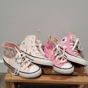 Converse High-Tops in Pink and Cream